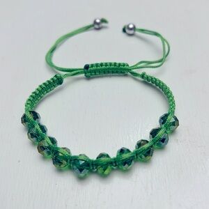 Green Crystal Ball Bead Macrame Bracelet